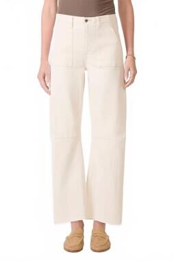NEW LE JEAN utility soft barrel jeans in bone